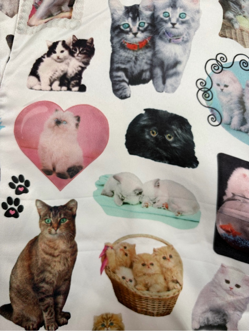 Bluebella Kitten Print Satin PJ Shirt. Size S (6) BNWT